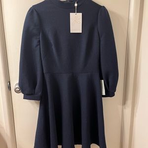 NWT GAL MEETS GLAM NAVY MAGGIE TEXTURE KNIT AND FLARE SIZE 4